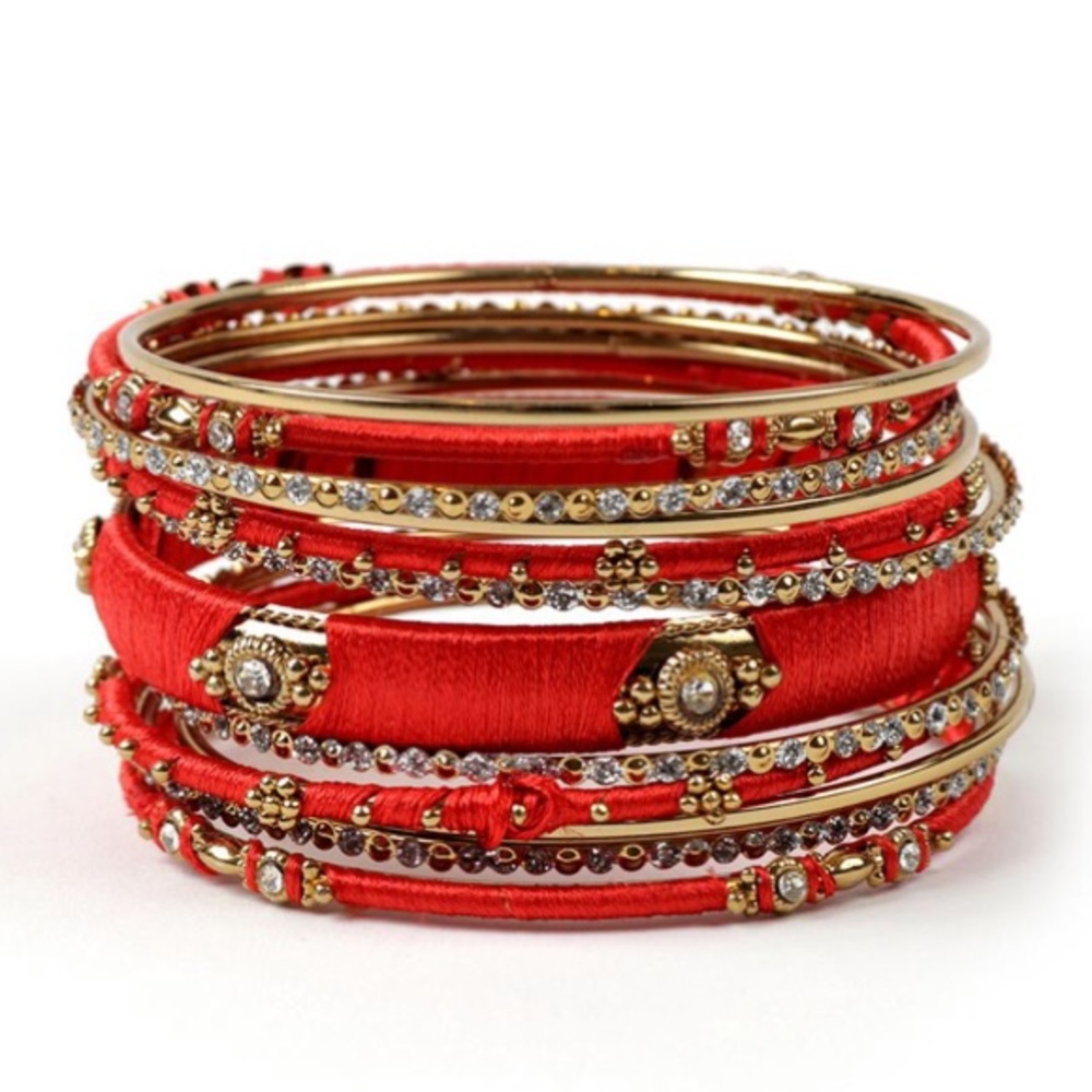 NWT Amrita Singh Ankara Bangle Set - Red